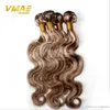 Brazilian Body Wave Virgin Human Hair Extension Ombre Färg Ljus Brun Brasilianska Human Hair Piano Färg # 8/613 Human Weaves Opp Bag
