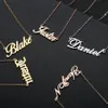 Colar de ligação cubana com nome de fonte de arte personalizada, colar banhado a ouro e prata de luxo micro pavimentado CZ corrente de junção cubana 2325