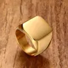 Ny enkel stil Square Big Width Signet Mens Ring Titanium Steel Finger Multi Färger Män Smycken Fast Gratis frakt