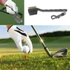 Mini Double Side Golf Brass + Nylon Golf Club Głowica Groove Cleaner Brush Cleaning Zestaw narzędzi do czyszczenia z wieszakiem Akcesoria golfowe Rekwizyty DLH144