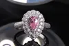 Luxe Goutte d'Eau Rose CZ Bague en diamant 100% 925 Engagement en argent massif anneaux de mariage pour les femmes Fine Jewelry XR203