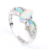 10 Pcs lot Fashion White Fire Opal Gemstone 925 Sterling Silver Plated Ring Russia American Australia Weddings Ring Jewelry For Wo260p