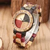 Montre de couple en bois naturel de luxe faite à la main pour hommes et femmes à quartz avec affichage analogique montre-bracelet classique en bambou multicolore en bois 272H