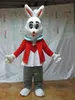 Professionell Custom Red Rabbit Mascot Kostymtecknad Påskkanin Karaktär Kläder Jul Halloween Party Fancy Dress