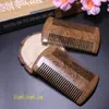 Universal Boutique Green Sandalwood Pocket Beard Hair Combs 2 Storlekar Handgjorda Naturt Träkam med fin och bred tand