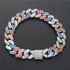 12mm 7/8 zoll Herren Armband Silber Farbe Ice Out Bunte CZ Miami Kubanischen Armband männer Hip Hop schmuck Großhandel