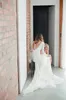 Country Bohemian Wedding Dresses V Neck Sexy Backless Sweep Train Simple Lace Wedding Dress Boho Custom Made Out Size Bridal Gown Front Slit