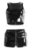 Tute da donna Blacks Black Wet Look PVC Vinyl Top Shorts Set Catsuit Costume Gothic Clubwear1