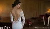 2019 Berta Full Lace Backless Trouwjurken Zeemeermin Uit De Schouder Lange Mouwen Bruidsjurken Kapel Trein Kralen Trompet Brid2835808