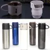 Dubbellaag Roestvrijstalen Thermos Cup met Cup Cover Draagbare 450ml Anti Slip Bodem Thermische Isolatie Waterfles DH0765