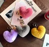 LIVRAISON GRATUITE 100pcs / lot 2019 Nouveaux porte-clés en forme de coeur en peluche Porte-clés mignons en forme de coeur pour femmes Cadeaux