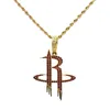 Iced Out Rocket Team LOGO Pendant Necklace Gold Silver Copper Material Chain Fashion Mens Hip Hop Jewelry Gift282S