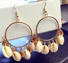 New Fashion Gold Color Metal Shell Earring for Women Circle Statement Earrings Exaggerated Tassel Brincos 2019 Beach Jewelry GB890