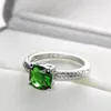 Hurtownia Luckyshien Mężczyźni Kobiety Pierścienie 10 Sztuk Lot Green Quartz Gems 925 Silver Pierścień Biżuteria Ślubna Pierścienie USA Rozmiar 6 7 8 9