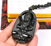 Medaglione Seiko Collana di ossidiana naturale smerigliata Vuoto Ciondolo Buddha tibetano Maschio Zodiaco Toro e Tigre Patrono