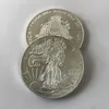 100 st icke-magnetiska Reliefre 2017 Frihetskönhet med upp och ner Eagle Brass Core Silver Plated 40 mm Souvenir Art Decoration Coin