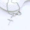 Infinity Cross Подвеска Ожерелья для Женщин Дамы Мода Свадьба Событие Ювелирные Изделия 925 Серебряная Цепочка Северные Элегантные Подвески Ожерелье
