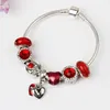 Großhandel-925 Murano rote Glas Charm Perlen Armband für Frauen / Kind Original DIY Schmuck Stil Fit Pandora Weihnachtsgeschenk Schmuck