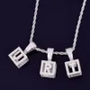 Bijoux Hip Hop Ice Out Personal Square Lettre Pendentif Hommes Rock Street Collier Dice Lettre avec chaîne de corde