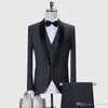 Bonito One Button Groomsmen xaile lapela noivo smoking Homens ternos de casamento / Prom / Jantar melhor homem Blazer (jaqueta + calça + gravata + Vest) 904