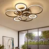 Ideale Circel Rings Kaffee/Weiß Moderne LED-Deckenleuchten für Wohnzimmer Schlafzimmer Zuhause RC + dimmbare Deckenlampenbefestigungen