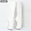 2018 New Arrive 18CM High Heel Ballet Wedge Hoof Fetish Lace up Knee-High Unisex Ballet Pinup Boots