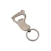 Creatieve voetvormige flesopener sleutelhanger metalen sleutelhanger sleutelhanger houder aangepaste baby shower doop voor de gift LX7643