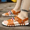 Sandaler 2021 Summer Men Designer Fashion Beach Leather Vietnam Shoes Mens Roman Gladiator för Handmade Sandalia Masculina