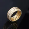 Iced Out 5 Row CZ 360 Eternity Rings Bling Micro Pave Cubic Zirconia 18K banhado a ouro Top Quality Simulado Diamantes Mens Hip hop 4492583