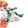 Forma de diamante flamingo branco favor caixas com fitas verdes caixa de doces de papel para o aniversário de casamento festa de galinha
