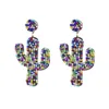 Statement Acrylic Bead Cactus Drop Earrings For Women Handmade Seed Beaded Tropical Fruit Dangle Earrings Cute Beach Jewelry