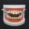 Hip Hop Hollow Dentes Grillz Set para Mens Top Bottom Faux Dental Denty Grills Mulheres Hiphop Rapper Corpo Jóias Presente