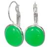 Noble Dama Hecho A Mano de Plata 925 Verde Jade Natural Colgantes Pendientes 1 1/10 "