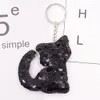 12pcs Cat Keychains Colorful Sequins Glitter Key Holder Keyring Key Chain For Car Key Cellphone Tote Bag Handbag Charms