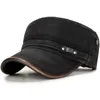 Berets Retro Classic Cap 100% Bawełna Płaski Top Hat Dla Mężczyzn Vintage Army Cadet Odkryty Z PU Visor1