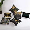 Christmas Decoration Black Gold Pillow Case Cotton Linen Pumpkin Trick or Treat Letter Throw Pillow Covers Cushion Cover Snowflake Printing