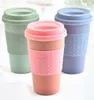 The latest 12OZ mug, wheat straw fiber water cups, car silicone coffee cup, plastic personality with lid, support customized logo