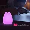 Topoch LED Night Light USB Rechargeable Silicone Cute Cat Carton Nursery Lights with Warm White and 7-Color Breathing Modes for Kids Baby Children