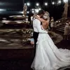 Vestido de casamento boho aplicado com flores 3D camadas tule saia uma linha vestidos de noiva de praia branco vestido de noiva