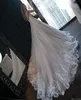 A-line Sexy Strapless Dresses Sleeveless Bead Lace Tulle Wedding Dress Bridal Gowns Long Train Bride Formal Gown Robe De Mariee