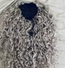 Mode Lady fille coiffure gris crépus chignon queues de cheval argent gris femmes extension de cheveux sel poivre naturel gris cheveux humains queue de cheval postiche