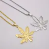 Guldkedjor för män Hip Hop Smycken Silver / Förgylld Maple Leaf Pendant Lång Guldkedjor Hip Hop Bling Halsband Mujer Iced Out Chain