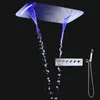 Bathroom Large Rainfall Waterfall Shower Set 304 Stainless Steel Ceiling LED ShowerHead Panel Thermostatic Mixer Valve Faucets