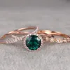 designer jewelry emerald solitaire rings 14k gold plated rings sets zircon setting for women hot fashion free of shipping