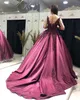 2020 Plus Size Arabic Aso Ebi Burgundy Lace Beaded Wedding Dresses Sheer Neck Long Sleeves Bridal Dresses Sexy Wedding Gowns ZJ402