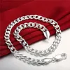 Gratis fraktpläterad sterling silver halsband 20inchs män 10m räkor spänne sida halsband dhsn133 varm försäljning 925 silver tallrik kedjor smycken