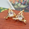 Triangle 925 Sterling Silver Diamond Earring Pandora Jewelry Gold Rose Gold Plated Stud Earring Women Earrings