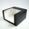 50PCS Classic Black Paper Folding Box med PVC Window Party Presentförpackning Kepsar Förpackning Boxar Partihandel