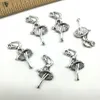 Gros lot 100 PCS danseur de ballet antique argent breloques pendentifs résultats de bijoux DIY pour collier bracelet 23 * 12mm DH0806