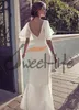 2019 Vintage gegen Neckscheide Beach Brautkleider vorne geteiltem Rückenloser Brautkleid bodenlange Brautkleid Custom6354961